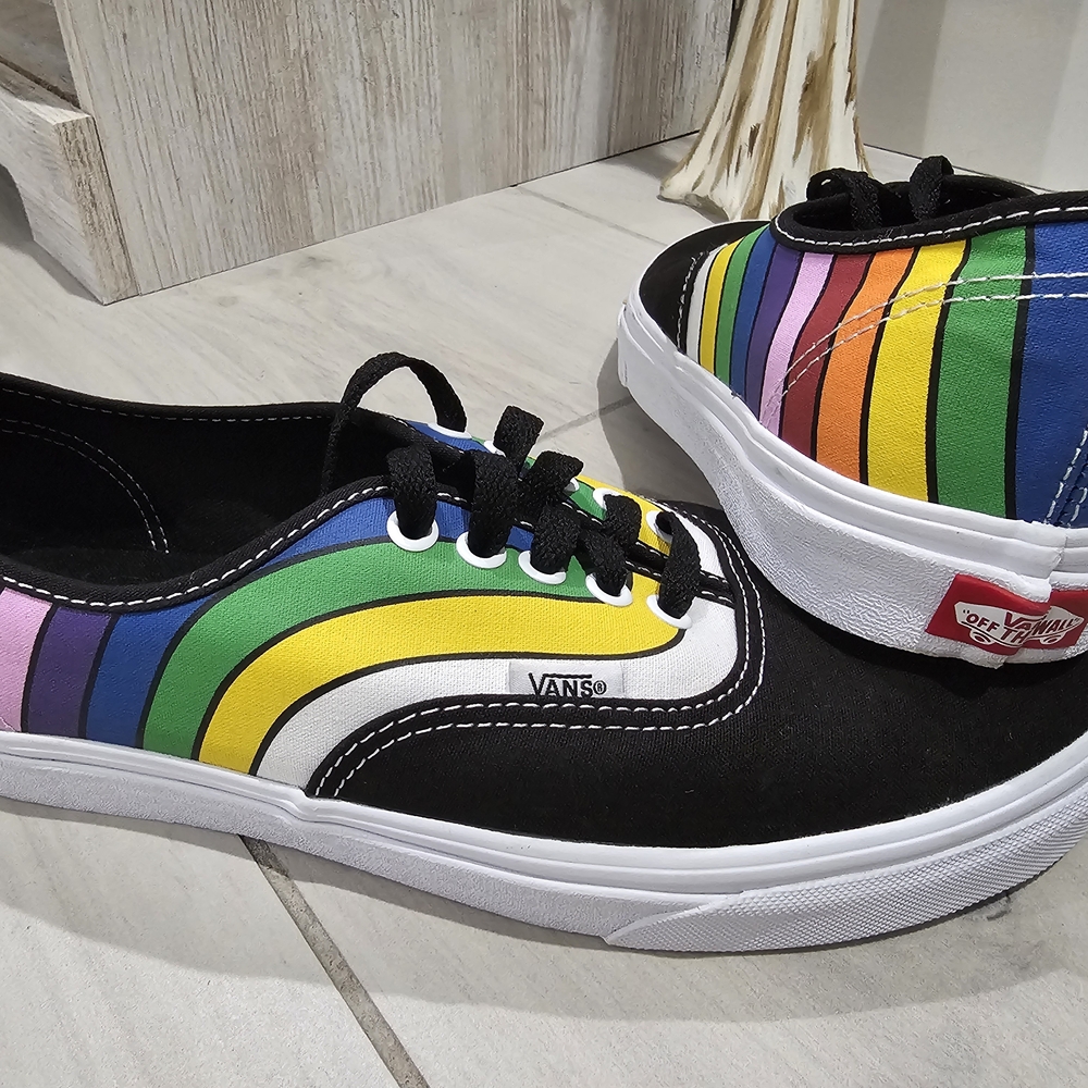 Vans Men Women Rainbow Stripe Black Sneakers
